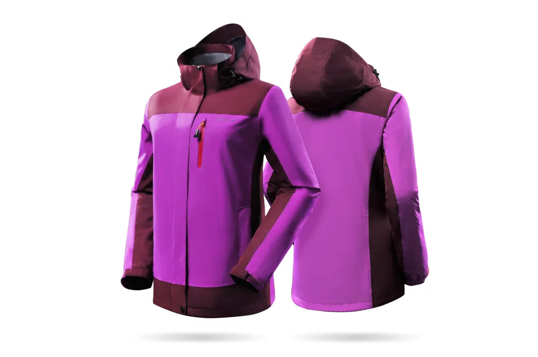 Women Softshell Winter Sport Wear Waterproof Windproof Fashion Outdoor Warm Rain Jacket with Detachable Hood