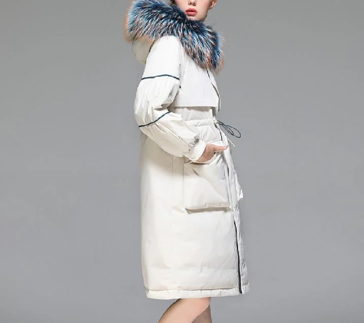 White 2023 Ladies Winter Hoodie Down Jacket Coats Long Women′s Down Jackets